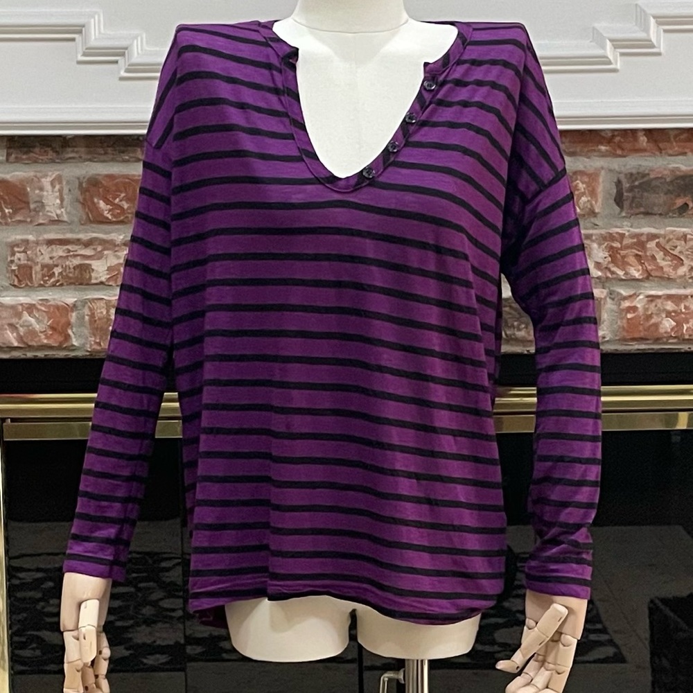 Splendid purple and green striped long sleeved top / S / Excellent condition
